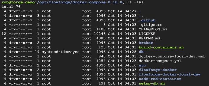 Screenshot showing directory listing for FlowFuse "Screenshot showing directory listing for FlowFuse"